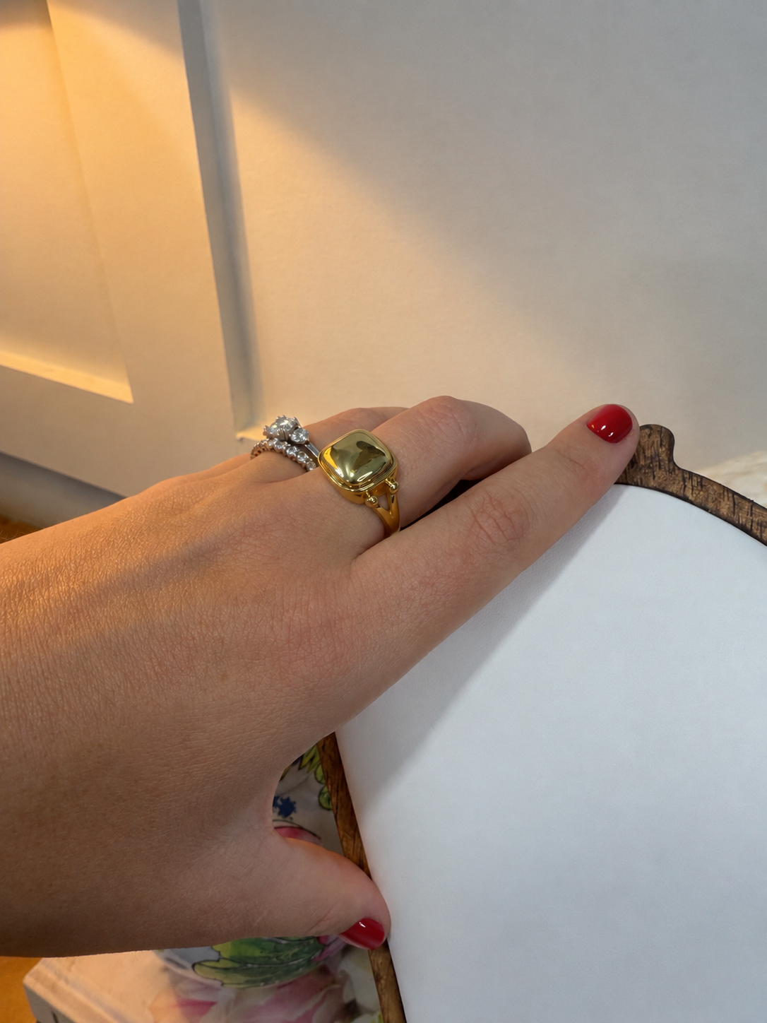 Gold Sculpted Square Ring